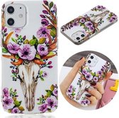 Voor iPhone 12/12 Pro Luminous TPU zachte beschermhoes (Flower Deer)