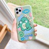 Voor iPhone 11 Cartoon Doodle Dinosaur Pattern TPU beschermhoes (groen)