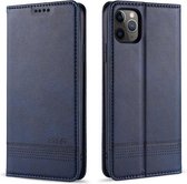 Voor iPhone 11 AZNS Magnetische Kalfsstructuur Horizontale Flip Leren Case met Kaartsleuven & Houder & Portemonnee (Donkerblauw)