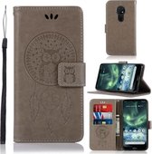 Voor Nokia 7.2 Windgong Uil Embossing Patroon Horizontale Flip Leren Case met Houder & Kaartsleuven & Portemonnee (Grijs)