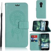 Voor Nokia 7.2 Windgong Uil Embossing Patroon Horizontale Flip Leren Case met Houder & Kaartsleuven & Portemonnee (Groen)