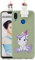 Voor Huawei Honor 8X Cartoon schokbestendige TPU beschermhoes met houder (eenhoorn)