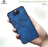 PINWUYO schokbestendige waterdichte volledige dekking TPU + PU-doek + schokbestendige katoenen beschermhoes voor Sony Xperia 10 Plus / XA3 Ultra (blauw)