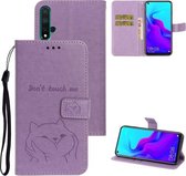 Voor Huawei Nove 5 Chai Hond Patroon Horizontale Flip Lederen Cover Met Beugel & Kaartsleuf & Portemonnee & Lanyard (Violet)