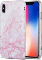 TPU glanzend marmeren patroon IMD beschermhoes voor iPhone X / XS (lichtroze)