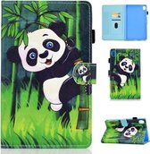 Voor Huawei MediaPad M6 10.8 Gekleurde Tekening Stiksels Horizontale Flip Leren Case, met Houder & Kaartsleuven (Panda)