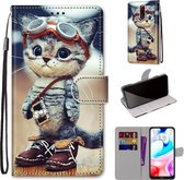Voor Xiaomi Redmi 8 Gekleurde Tekening Cross Textuur Horizontale Flip PU Lederen Case met Houder & Kaartsleuven & Portemonnee & Lanyard (Lederen Schoenen Kat)