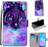 Voor Huawei Honor 30 Lite Gekleurde Tekening Cross Textuur Horizontale Flip PU Lederen Case met Houder & Kaartsleuven & Portemonnee & Lanyard (Tijger Drinkwater)