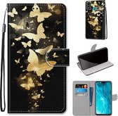 Voor Huawei Honor 9X Lite Gekleurde Tekening Cross Textuur Horizontale Flip PU Lederen Case met Houder & Kaartsleuven & Portemonnee & Lanyard (Golden Butterfly Group)