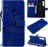 Voor Motorola Edge 3D vlinders reliëf patroon horizontaal flip lederen tas met houder & kaartsleuf & portemonnee (blauw)