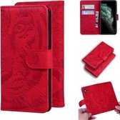 Voor iPhone 11 Pro Max Tiger Embossing Pattern Horizontale Flip lederen tas met houder & kaartsleuven & portemonnee (rood)