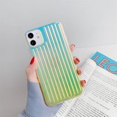 Voor iPhone 11 Pro Galvaniseren Gradient Koffer Streep TPU Beschermhoes (Groen)