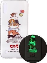 Voor Samsung Galaxy A10 Lichtgevende TPU zachte beschermhoes (katten)