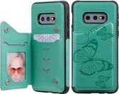 Voor Galaxy S10E Butterfly Embossing Pattern Schokbestendige beschermhoes met houder & kaartsleuven & fotolijst (groen)
