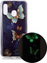Voor Samsung Galaxy A20e Lichtgevende TPU zachte beschermhoes (dubbele vlinders)