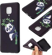 Voor Xiaomi Redmi Note 9 Pro Max TPU zachte beschermhoes met reliëfpatroon (Panda en bamboe)