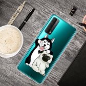 Voor Huawei P Smart 2021 schokbestendig geverfd transparant TPU beschermhoes (selfie hond)