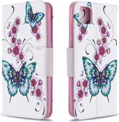 Voor Huawei Y5P / Honor 9S Gekleurde tekening Patroon Horizontale flip lederen hoes met houder & kaartsleuven & portemonnee (vlinders)