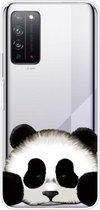 Voor Huawei Honor X10 Gekleurd tekeningpatroon Zeer transparant TPU beschermhoes (Panda)