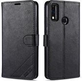 Voor Huawei Honor 9X Lite AZNS Schapenvacht Textuur Horizontale Flip Leren Case met Houder & Kaartsleuven & Portemonnee (Zwart)