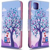 Voor Huawei Y5P / Honor 9S Gekleurde Tekening Patroon Horizontale Flip Leren Case met Houder & Kaartsleuven & Portemonnee (Twee Uilen)