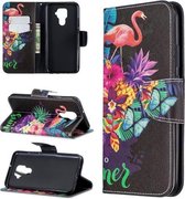 Voor Huawei Mate 30 Lite Patroon Gekleurde Tekening Horizontale Flip Leren Case met Houder & Kaartsleuven & Portemonnee (Flamingo)