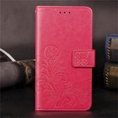 Voor Huawei Mate 30 Pro Lucky Clover Pressed Flowers Pattern Leather Case met houder & kaartsleuven & portemonnee & draagriem (Rose)