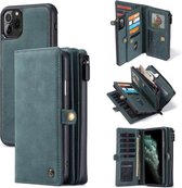 Voor iPhone 11 Pro Max CaseMe 018 Afneembare multifunctionele horizontale lederen flip-hoes, met kaartsleuf en houder & ritsportemonnee en fotolijst (blauw)