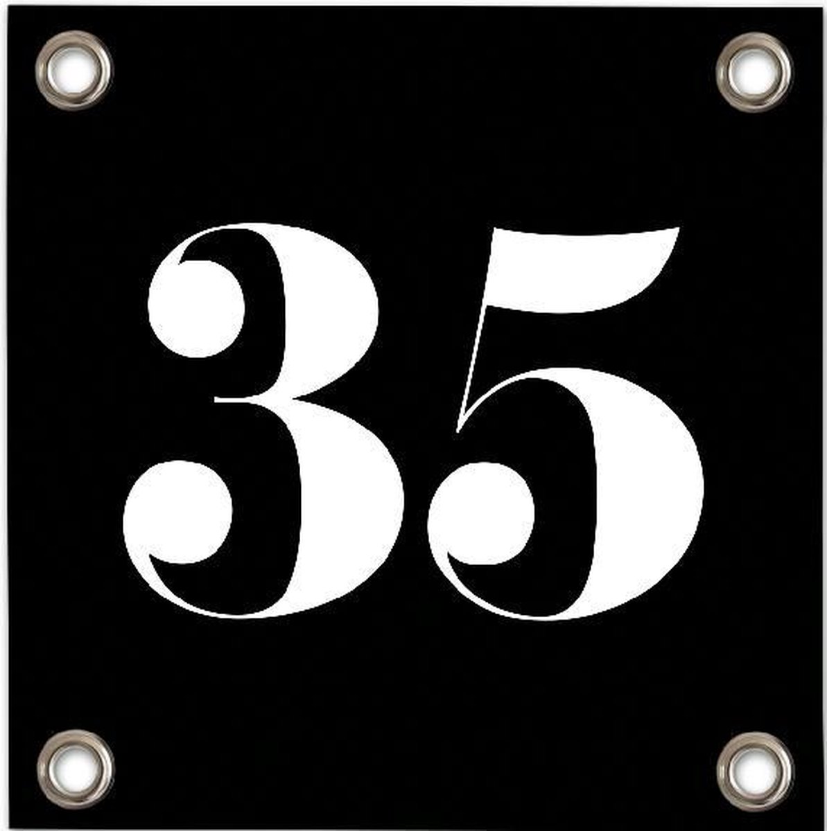 Huisnummer 35 zwart - Huisnummers - PVC- Vinyl- Zeildoek - 30x30cm