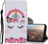 Voor Huawei Y5 (2019) Gekleurde Tekening Patroon Horizontale Flip Leren Case met Houder & Kaartsleuven & Portemonnee (Kroon Eenhoorn)