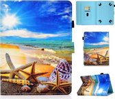 Voor 10.0 inch Tablet PC Gekleurde Tekening Stiksels Horizontale Flip Leren Case met Houder & Kaartsleuven (Blue Sky Starfish)