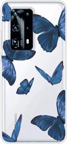 Voor Huawei P40 Pro + schokbestendig geverfd TPU beschermhoes (blauwe vlinder)