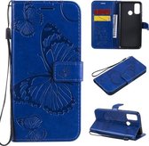 Voor Huawei P Smart (2020) 3D Vlinders Embossing Patroon Horizontale Flip Leren Case met Houder & Kaartsleuf & Portemonnee (Blauw)