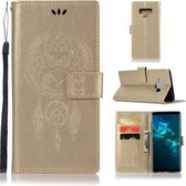 Windgong Uil Embossing Patroon Horizontale Flip lederen tas met houder & kaartsleuven & portemonnee voor Galaxy Note9 (goud)
