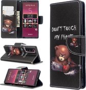 Voor Sony Xperia 5 / XZ5 Gekleurde tekening patroon Horizontale Flip PU lederen tas met houder & kaartsleuven & portemonnee (beer)