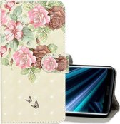 Voor Sony Xperia XZ5 3D Gekleurde Tekening Horizontale Flip PU Lederen Case met Houder & Kaartsleuven & Portemonnee (Grote Bloem Vlinder)
