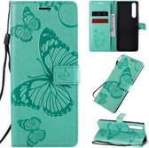 Voor Sony Xperia 1 II 3D Vlinders Embossing Patroon Horizontale Flip Leren Case met Houder & Kaartsleuf & Portemonnee & Lanyard (Groen)