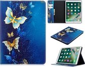 Voor iPad 10.2 Gekleurd tekeningpatroon Horizontale flip PU lederen tas met houder & kaartsleuven & portemonnee (gouden vlinder)