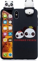 Voor iPhone XS Max schokbestendige cartoon TPU beschermhoes (twee panda's)