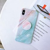 Glanzende marmeren opvouwbare beugel TPU-hoesje voor iPhone XR (Z7)