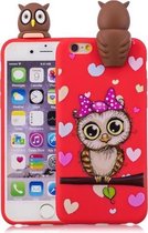 Voor iPhone 6 schokbestendig Cartoon TPU beschermhoes (rode uil)