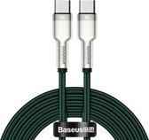 Baseus CATJK-D06 Cafule-serie 100W Type-C / USB-C naar Type-C / USB-C metalen oplaadgegevenskabel, lengte: 2m (donkergroen)