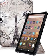 Voor Amazon Fire HD 8 (2020) Gekleurde tekening Transformers Stijl Horizontale flip lederen tas met houder & slaap- / wekfunctie (retro-toren)