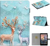 Voor Amazon Kindle Fire HD 10 (2015/2017) Gekleurde tekening Patroon Horizontale flip PU lederen tas met houder & kaartsleuf & slaap- / wekfunctie (Sika Deer)