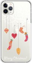 Voor iPhone 11 Pro Max Trendy schattig kerstpatroon Case Clear TPU Cover Telefoonhoesjes (White Tree Gift)