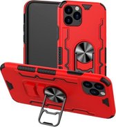 Voor iPhone 11 Pro Bear Case Style TPU + PC + Metal Rotating Support 3-in-1 Fall Proof Protective Shell (rood)