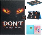 Voor iPad 10.2 Gekleurde tekening stiksels Horizontale flip lederen tas met houder & kaartsleuven & slaap- / wekfunctie (Cat Eye)