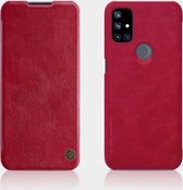 Voor OnePlus Nord N10 5G NILLKIN QIN Series Crazy Horse Texture Horizontale Flip lederen hoes met kaartsleuf (rood)