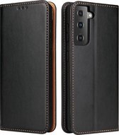 Voor Samsung Galaxy S21 5G Fierre Shann PU Lederen Textuur Horizontale Flip Lederen Case met Houder & Kaartsleuven & Portemonnee (Zwart)