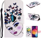 Voor Samsung Galaxy A50 Gekleurd Tekening Patroon Horizontaal Flip TPU + PU Lederen Hoesje met Houder & Kaartsleuven & Portemonnee & Lanyard (Rainbow Girl)